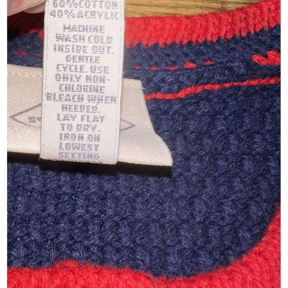 St. John's Bay Navy Blue Red Button Up Nautical Cardigan Knit Sweater Women's XS - Picture 7 of 9